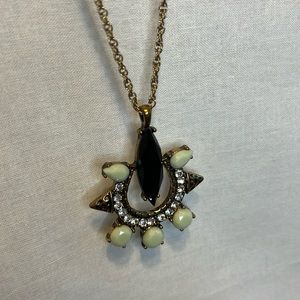 J Crew Long Gold Crystal Pendant Necklace